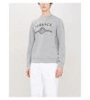 Versace Logo Printed Cotton Jersey Sweatshirt In Grigio Chiaro