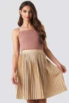 NA-KD Short Pleated Skirt Beige