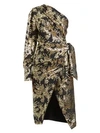 ALTUZARRA Chanda Metallic Foil One-Shoulder Silk-Blend Dress