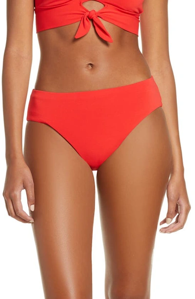 Robin Piccone Ava High Waist Bikini Bottoms In Fiery Red