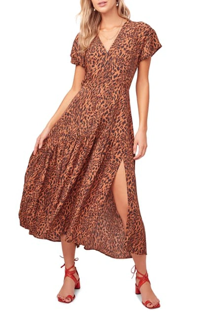 Astr Beau Animal Print Maxi Dress In Rust Leopard