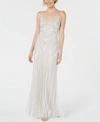 ADRIANNA PAPELL EMBELLISHED HAND-BEADED GOWN