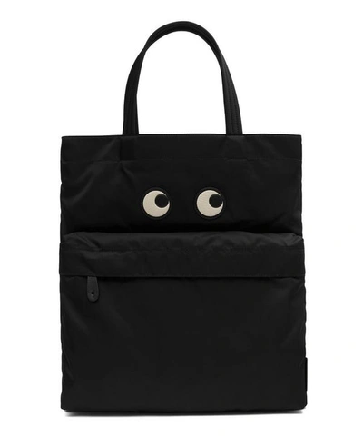 Anya Hindmarch Eyes Portrait Nylon Tote Bag In Black