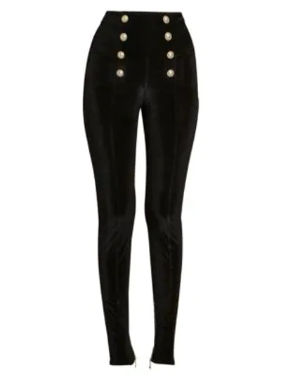 Balmain Button-embellished Mid-rise Flared Jeans In Black