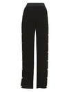 BALMAIN WOMEN'S BUTTON DETAIL CREPE TRACK PANTS,0400010978875