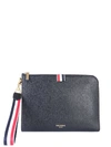THOM BROWNE LEATHER POUCH,10984636