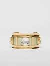 BURBERRY Crystal Detail Lambskin and Gold-plated Cuff