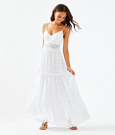 chinese dress ladies Parigi Lace Maxi Dress - Resort White Scalloped Shell Lace – The Islands main image 1