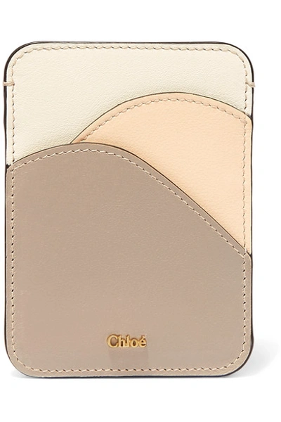 Chloé Color-block Leather Cardholder In Gray