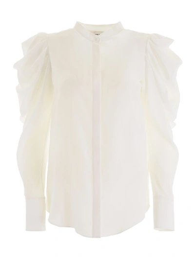 Alexander Mcqueen Shirt With Draped Sleeves In Light Ivory