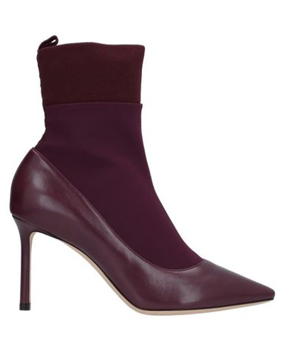 Jimmy Choo Ankle Boots In Maroon