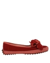 TOD'S TOD'S WOMAN LOAFERS RED SIZE 7 TEXTILE FIBERS,11739710VA 8