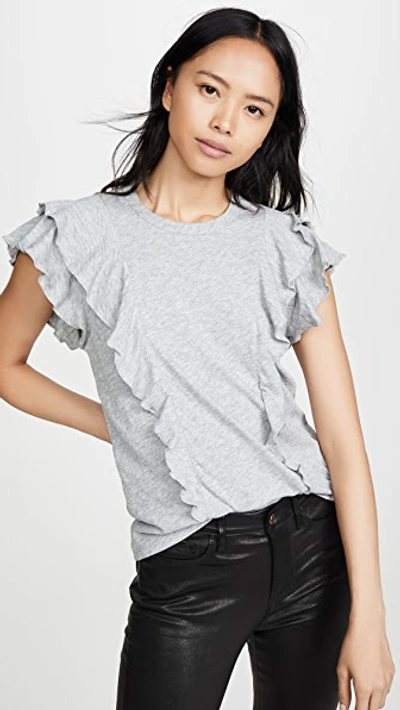 Veronica Beard Jean Bea Short Sleeve Ruffle Tee In Heather Grey