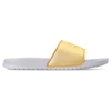 Nike Women's Benassi Jdi Swoosh Slide Sandals From Finish Line In White/yellow