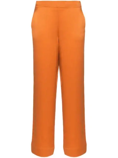 Asceno Sandwashed-silk Pyjama Trousers In Orange