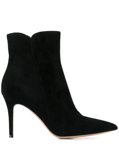 Gianvito Rossi Suede 85mm Point-toe Booties In Black