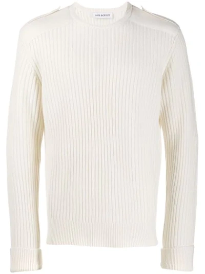 Neil Barrett Shetland Wool Knit Sweater In Off White