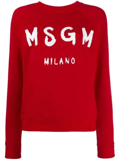 Msgm Sweatshirt With Brushed Logo Print In 18 Red