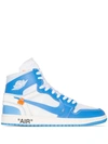 NIKE NIKE X OFF-WHITE AIR JORDAN 1 RETRO HIGH-TOP SNEAKERS - BLUE WHITE