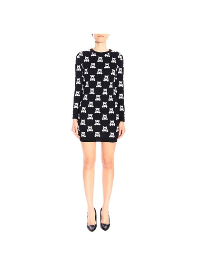 Moschino Couture Crew-neck Dress With All Over Teddy In Black
