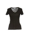 James Perse Fitted Short-sleeve Top With Deep V-neckline In Dark Brown