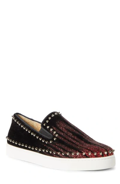 Christian Louboutin Pik Boat Spike Slip-on Sneaker In Black Louboutin