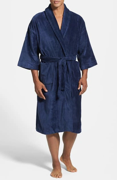 Majestic Terry Velour Robe In Navy