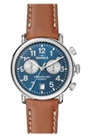 SHINOLA THE RUNWELL CHRONOGRAPH LEATHER STRAP WATCH, 41MM,S0120044131