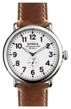 SHINOLA 'THE RUNWELL' LEATHER STRAP WATCH, 47MM,S0110000010