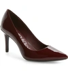 Calvin Klein 'gayle' Pointy Toe Pump In Bordeaux Patent Leather