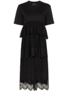 SIMONE ROCHA LACE-TRIM TIERED MIDI-DRESS