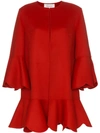 Valentino Ruffled Wool And Cashmere-blend Coat In Red