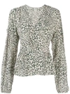 BAUM UND PFERDGARTEN MONIA PAW PRINTED VEE WRAP TOP