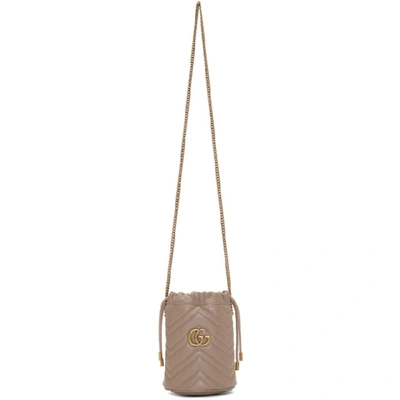 Gucci Gg Marmont Mini Leather Bucket Bag In Porcelain