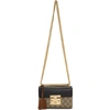 GUCCI BLACK & BROWN SMALL PADLOCK GG SHOULDER BAG