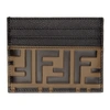 FENDI FENDI BLACK AND BROWN FOREVER FENDI CARD HOLDER