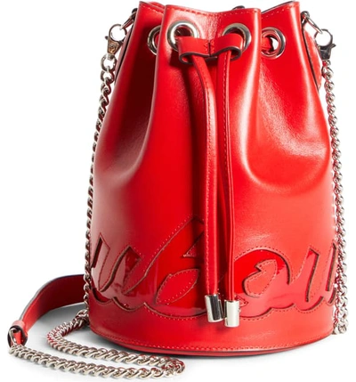 Christian Louboutin Marie Jane Logo Leather Bucket Bag In Loubi/ Loubi
