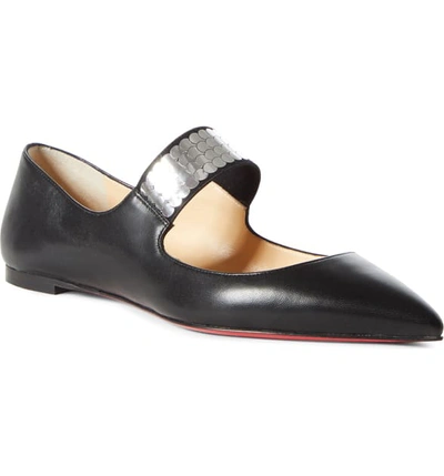 Christian Louboutin Xibabe Disco Ball Red Sole Ballet Flats In Black