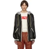 GUCCI GUCCI BLACK LEATHER HOOD BOMBER JACKET