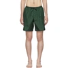 GUCCI GREEN LOGO STRIPE SWIM SHORTS