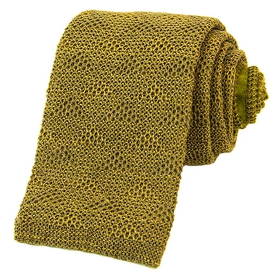 40 Colori Olive Green Diamonds Linen Knitted Tie