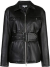 OPENING CEREMONY BELTED FAUX LEATHER JACKET