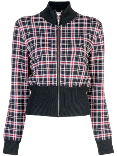 Opening Ceremony Plaid Knit Track Jacket In Collegiate Navy Mult