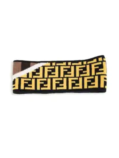 Fendi Forever  Stripe Headband In Brown Yellow