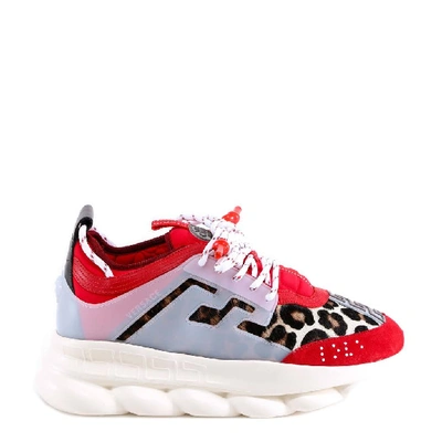 Versace Genuine Calf Hair Chain Reaction Sneaker In Red