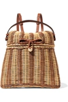 ULLA JOHNSON TAJA LEATHER-TRIMMED RATTAN BACKPACK