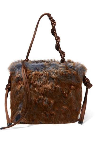 Dries Van Noten Women's Faux Fur Knotted Top Handle Bag In Brown