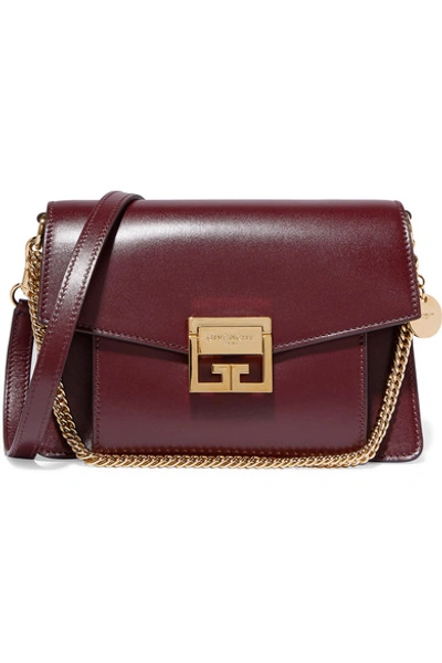 Givenchy Small Leather Gv3 Cross Body Bag In Aubergine