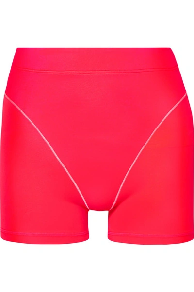 Adam Selman Sport Neon Stretch Shorts In Bright Pink