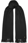 Loro Piana Opera Fringed Cashmere And Silk-blend Scarf In Black